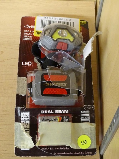 (R5) HUSKY 300 LUMEN LED DUAL BEAM HEADLIGHT. COMES IN OPENED PACKAGING WITH BATTERIES.