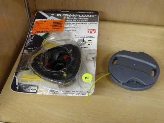 (R5) RINO-TUFF PUSH-N-LOAD 3 BLADE UNIVERSAL TRIMMER HEAD. COMES IN DAMAGED PACKAGING.