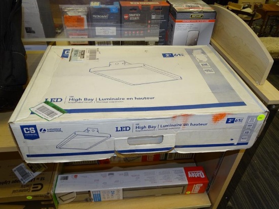 (R6) LITHONIA LIGHTING 2 FT, LED, HIGH BAY, SUSPENDED MOUNT LIGHT. MATTE WHITE, 12000 LUMENS, 83W,