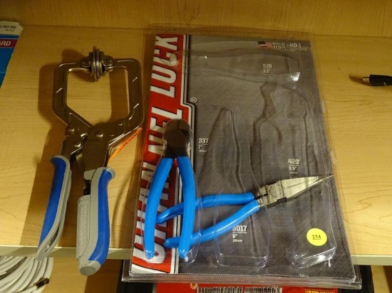 (R7) LOT OF TOOLS; 3 PIECE LOT TO INCLUDE A KREG 3" AUTOMAXX FACE CLAMP, A CHANNELLOCK CUTTING PLIER
