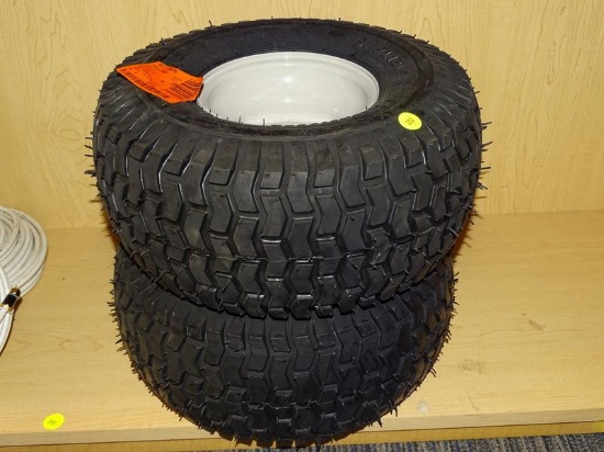(R7) PAIR OF 15", UNIVERSAL, FRONT-RIDER WHEEL FOR LAWN TRACTORS/MOWERS. MODEL NO. 490-325-0014.