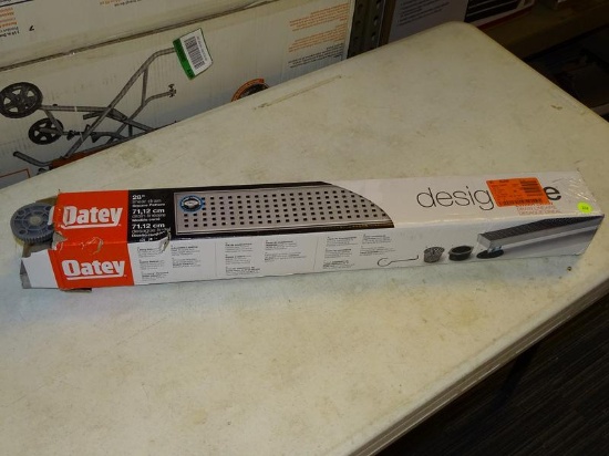 (R8) OATEY LINEAR DRAIN; DESIGNLINE 28 IN. SQUARE GRATE STAINLESS STEEL SHOWER LINEAR DRAIN. ITEM
