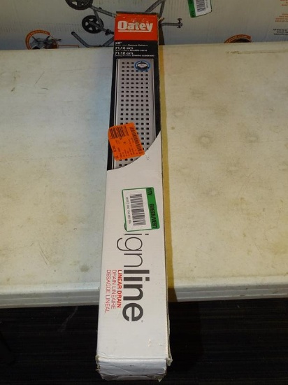 (R8) OATEY LINEAR DRAIN; DESIGNLINE 28 IN. SQUARE GRATE STAINLESS STEEL SHOWER LINEAR DRAIN. ITEM