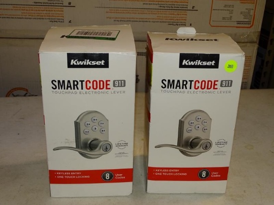 (R9) PAIR OF KWIKSET SMARTCODE 911, TOUCHPAD, ELECTRONIC LEVERS; 2 PIECE LOT OF KEYLESS ENTRY, ONE