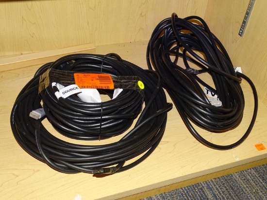 (R9) 3 PIECE LOT OF COMMERCIAL ELECTRIC 50 FT HDMI CORDS, BLACK IN COLOR. COMES OUT OF PACKAGING.