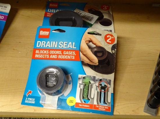 (R9) OATEY DRAIN SEALS. ONE 2 IN AND ONE 3 IN. INSTALL AND SEAL WILL BLOCK ODORS, GASES, INSECTS,
