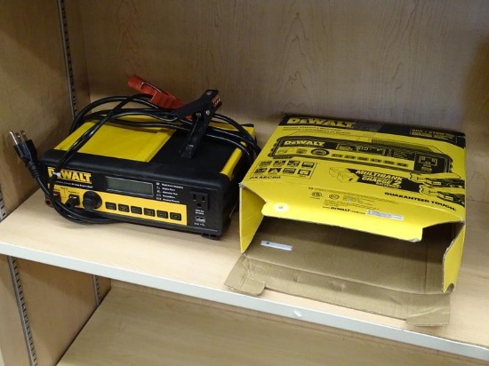 (R3) DEWALT ENGINE START AND BATTERY CHARGER; 30 AMP MULTI BANK BATTERY CHARGER WITH 80 AMP ENGINE