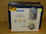 (R4) SCHLAGE CAMELOT STYLE ELECTRONIC DOOR HANDLE SET WITH KEYPAD DEADBOLT AND ACCENT DOOR LEVER.