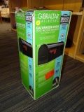 (R4) GIBRALTAR GALVANIZED STEEL, ELITE STYLE, POST MOUNT MAILBOX, BLACK IN COLOR. MEASURES 6.9 IN X