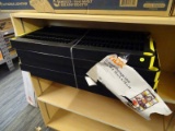 (R4) HDX 5-SHELF RESIN STORAGE UNIT, BLACK AND YELLOW IN COLOR. MEASURES 46 IN X 18 IN X 74 IN. ONE