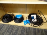 (R5) 3 PIECE LOT OF COMMERCIAL ELECTRIC 100 FT, QUAD SHIELDED, DELUXE, RG-6 COAXIAL CABLES. BLACK IN