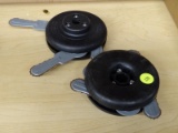 (R5) PAIR OF RINO-TUFF 3-BLADE BRUSH CUTTER UNIVERSAL TRIMMER HEADS. BOTH COME OUT OF BOX. MODEL NO.