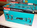 (WALL) MAKITA LXT 4 PIECE POWER TOOL SET; 18V LXT LITHIUM-ION 4 PIECE SET OF CORDLESS POWER TOOLS TO