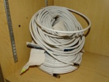 (R7) PAIR OF COMMERCIAL ELECTRIC 100 FT RG-6 COAXIAL CABLES, WHITE IN COLOR.