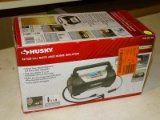 (R7) HUSKY 12/120 VOLT AUTO AND HOME INFLATOR. COMES IN OPENED BOX.