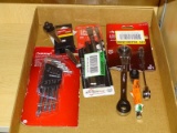 (R8) TRAY LOT OF TOOLS; FIVE PIECE LOT OF TOOLS TO INCLUDE A HUSKY 9 PIECE MAGNETIC TAMPERPROOF TORX
