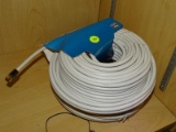 (R8) PAIR OF COMMERCIAL ELECTRIC COAXIAL CABLES; TWO 100 FT RG-6 COAXIAL CABLES, WHITE IN COLOR.