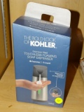 (R8) KOHLER TOUCHLESS FOAMING SOAP DISPENSER WITH A STAINLESS STEEL FINISH AND AN 8.45 OZ CAPACITY.