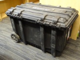 (R5) HUSKY ROLLING UTILITY CART; 37 IN. 50 GALLON ROLLING TOOL BOX UTILITY CART, BLACK IN COLOR.
