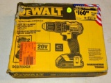 (R8) DEWALT 20V LITHIUM ION COMPACT DRILL/DRIVER KIT; 4 PIECE KIT TO INCLUDE A 1/2