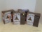 (WINDOW) ALLEN AND ROTH PENDANT LIGHTS; FOUR PIECE LOT MINI PENDANT LIGHTS WITH AGED BRONZE FINISH.
