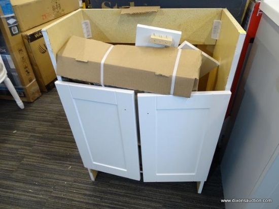 (R4) STYLE SELECTIONS EURO STYLE, 25 IN, SINGLE SINK BATHROOM VANITY WHITE IN COLOR WITH A WHITE