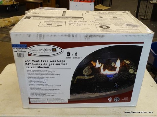 (R1) PLEASANT HEARTH GAS LOGS; 24-IN 30000-BTU DUAL-BURNER VENT-FREE GAS FIREPLACE LOGS WITH