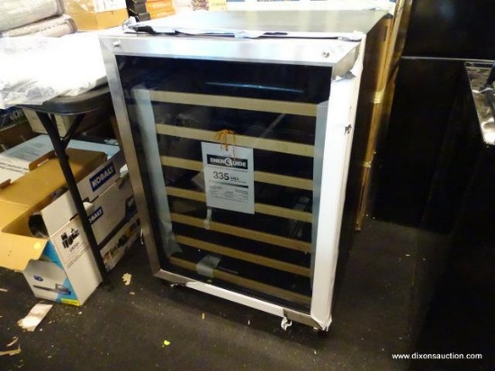 FRIGIDAIRE 52 BOTTLE STAINLESS STEEL WINE CHILLER WITH LED TEMPERATURE DISPLAY. MEASURES 23.25 IN X