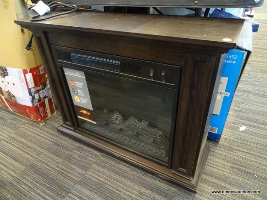 GREENTOUCH ROLLING ELECTRIC FIREPLACE MANTEL; 5100 BTU 1500 WATT SMOKED CHESTNUT INFRARED QUARTZ