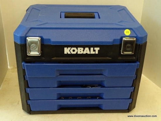 (R1) KOBALT 100 PIECE HOUSEHOLD TOOL SET WITH HEAVY DUTY PLASTIC TOOL BOX CASE. RETAILS FOR $179.00.