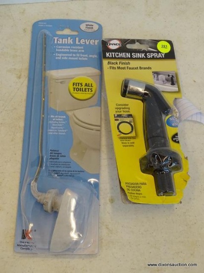 (R1) 2 PIECE LOT TO INCLUDE A DANCO KITCHEN SPRAY WITH A BLACK FINISH AND A KEENEY WHITE FINISHED