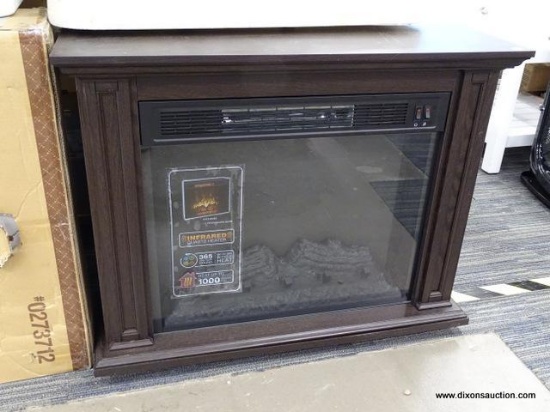 GREENTOUCH ROLLING ELECTRIC FIREPLACE MANTEL; 5100 BTU 1500 WATT BROWN POPLAR ROLLING FIREPLACE