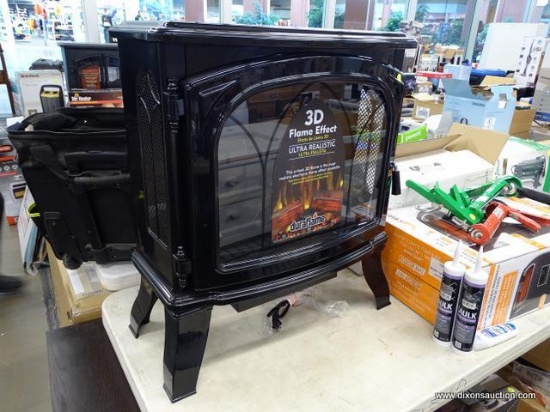 DURAFLAME ELECTRIC FIREPLACE; 5200-BTU BLACK METAL FLAT WALL INFRARED QUARTZ ELECTRIC HEATER WITH