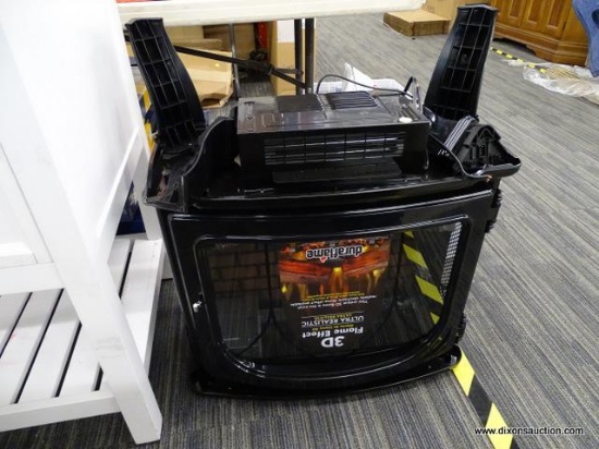 DURAFLAME ELECTRIC FIREPLACE; 5200-BTU BLACK METAL FLAT WALL INFRARED QUARTZ ELECTRIC HEATER WITH