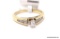 LADIES 10KT YELLOW GOLD MARQUISE CUT SOLITAIRE W/ ROUND ACCENT DIAMONDS, RETAILS $1095.00, SIZE 4.5