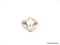 LADIES GOLD AND WHITE SAPPHIRE RING; 14K YELLOW GOLD RING WITH LARGE TEAR DROP SHAPE PALE GREEN