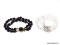 PAIR OF MULTI-STRAND COSTUME BRACELETS; INCLUDES A 3 STRAND CLEAR BEAD BRACELET WITH RHINESTONE