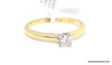 LADIES 14KT YELLOW GOLD & APPROX. .32 CTW PRINCESS CUT DIAMOND ENGAGEMENT RING, RETAILS $1995.00,