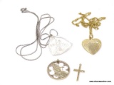 LOT OF ASSORTED NECKLACES; LOT INCLUDES A 14K GOLD FILLED CROSS WITH ETCHED DESIGN A 16 IN GOLD TONE