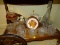 (DR) SHELF LOT OF ASSORTED GLASSWARE; LOT TO INCLUDE ASSORTED CREAMERS AND SUGAR BOWLS, LIDDED JARS,