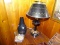 (DEN) TABLE LAMP AND JOY AIR PURIFIER; 2 PIECE LOT TO INCLUDE A BLACK AND POLISHED BRASS CANDLESTICK