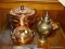 (DEN) LOT OF COPPER DISHES AND A BRASS URN; 4 PIECE LOT TO INCLUDE A COPPER POTPOURRI POT, A