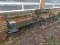 (BACKYD) 2 BENCHES; 2 METAL AND WOODEN BENCHES (ONE IN NEEDS WOOD REPLACED)- 48 IN X 21 IN X 28 IN