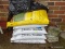 (BACKYD) LAWN CARE ITEMS; 4 BAGS OF PELLETED LIMESTONE AND 1 BAG OF CARPET MAKER LAWN FOOD