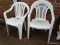 (BACKYD) PATIO CHAIRS; 2 NON MATCHING VINYL PATIO CHAIRS- 22 IN X 22 IN X 34 IN AND 23 IN X 21 IN X