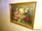 (HALL) WALL LOT; ALL PICTURES AND ITEMS ON WALL- STILL LIFE IN MAPLE FRAME- 22 IN X 18 IN, GOLD