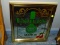 (BLUEBR) USHER'S GREEN STRIPE SCOTCH ADVERTISEMENT MIRROR IN A BRASS FRAME. MEASURES 15