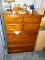 (BLUEBR) PINE CHEST OF DRAWERS; 5 DRAWER CHEST OF DRAWERS WITH ANTIQUE BRONZE HARDWARE. MEASURES 28