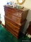 (MBED) CHEST ON CHEST; CHERRY KINCAID 6 DRAWER CHEST ON CHEST- DOVETAIL DRAWERS WITH OAK SECONDARY-