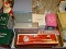 (PINKBR) TRAY LOT OF ASSORTED ITEMS; LOT TO INCLUDE A LEONARD SILVER PLATED SERVING LADLE, A ROYAL